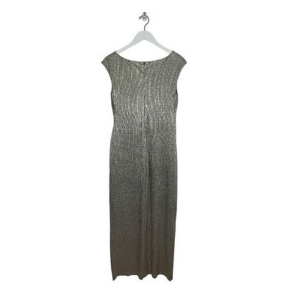 CONNECTED APPAREL Stone Metallic Side Slit Maxi Dress Petite Size 8P NWT $89 - Picture 2 of 4
